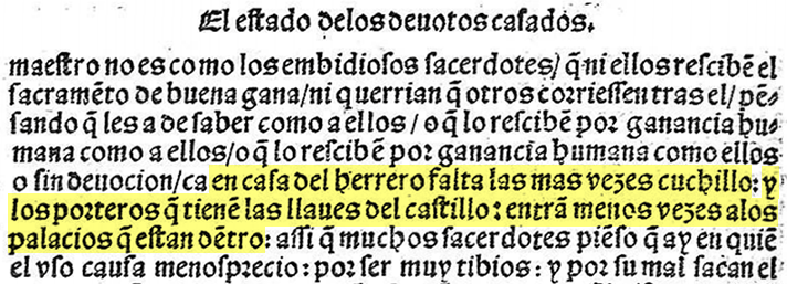 Trecho do 'Norte de los estados' (1541) com a frase descrita acima.
