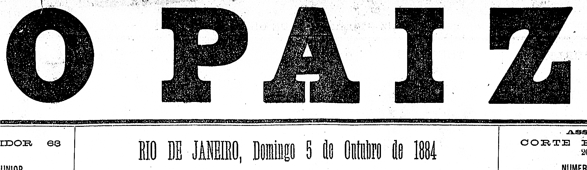 Logotipo d'O Paiz, datado de domingo, 5 de outubro de 1884.