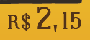 Zoom no texto 'R$2,15', com cifrão de 2 traços.